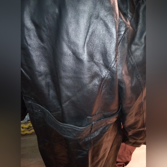 Real Leather Coat Removable Faux Fur Lined Belted - Picture 1 of 11